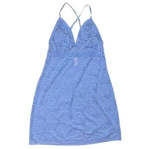 Victoria's Secret Light Blue Lace Chemise Spaghetti Strap Slip Dress